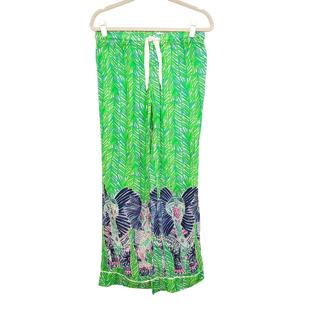 Lilly Pulitzer Womens Small Lolani Pants Elephant Tropical 100% Cotton Resort - Picture 2 of 10